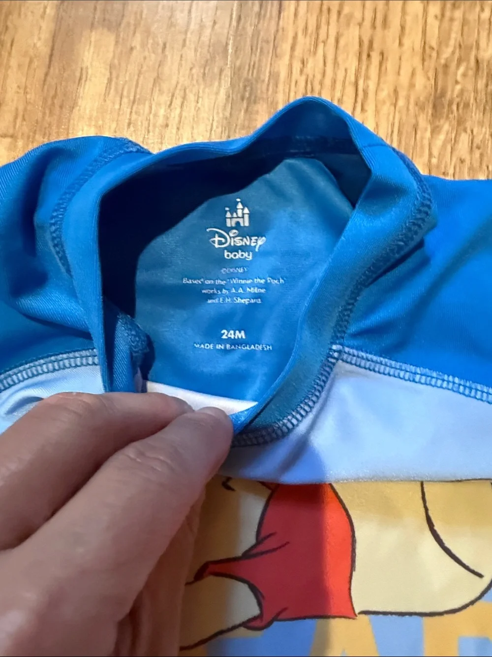 Kids Blue Pooh Bear Rash Guard Swim Set - Size 24 Months